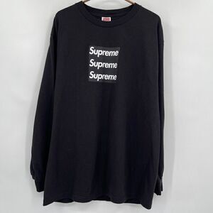 Supreme Black Asspizza Triple Box Logo Long Sleeve T-Shirt Size Large